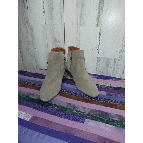 Aquatalia Fiamma Leather Suede Water Resistant Taupe Sz 9 Ankle Boots - Picture 2 of 12